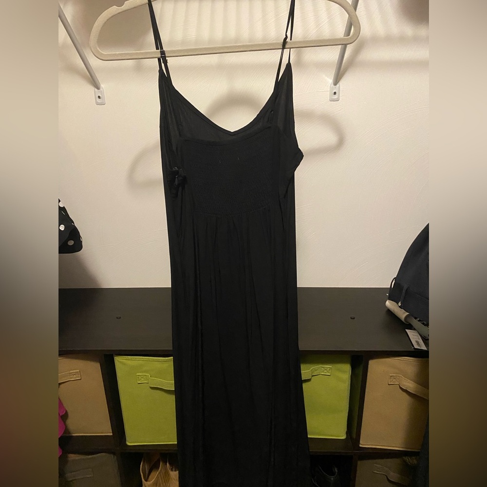 Midi Black Spaghetti-Strap Sundress